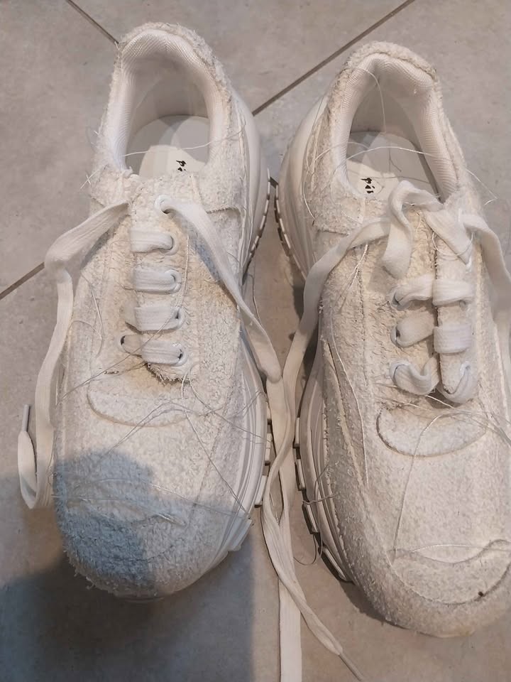 PINK PUNK PLANK white handmade womens’ sneakers size 9 (US) 42 (EU)- nearly new