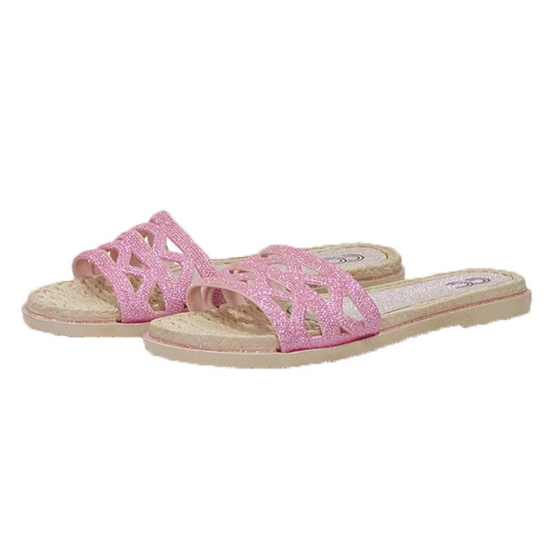 Women’s Summer Sandals Glitter Flat Slipper Slides Slip-On Sequin Beach Shoes