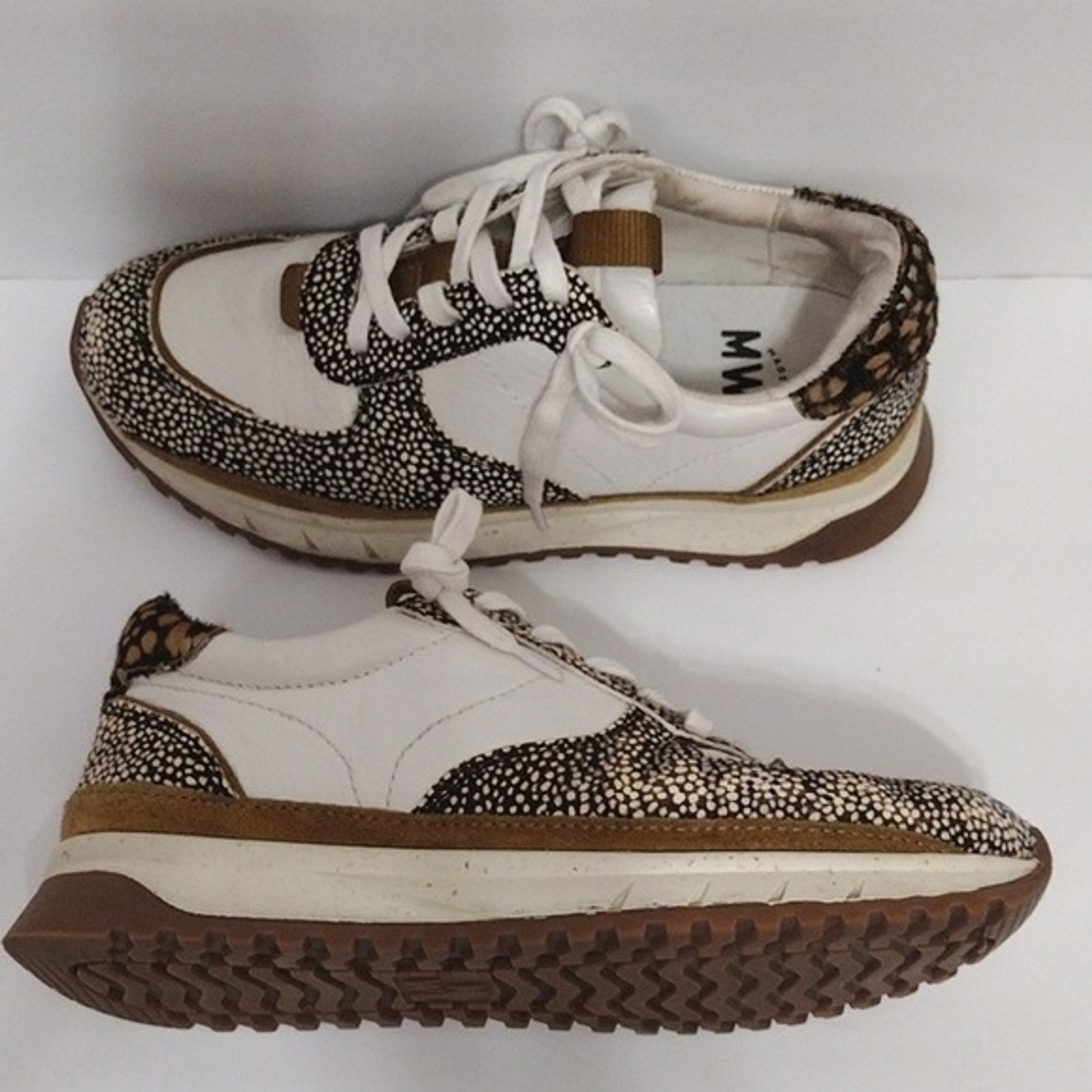 Madewell Kickoff Trainer Sneakers 6 Leather Calf Hair Eco Chic Platform Shoes