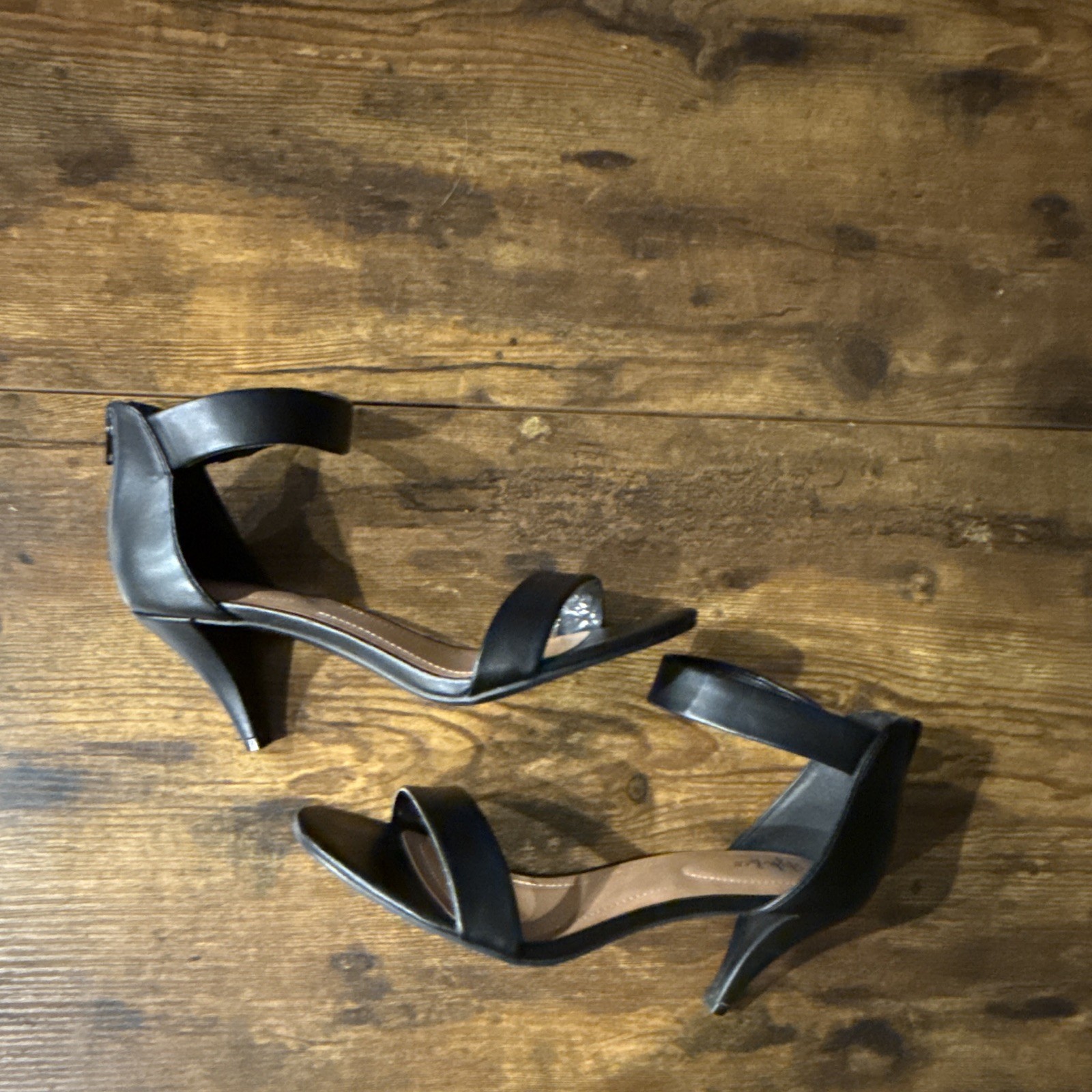 Style & Co. Women’s Black Open Toe Ankle Strap Zip Strappy Heels 9M