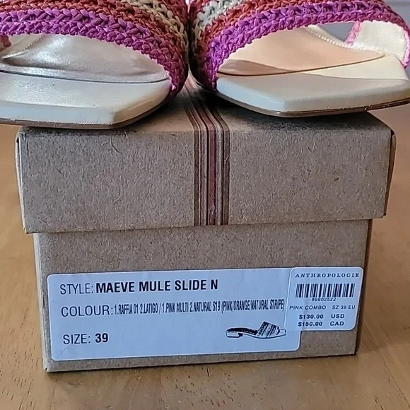 Maeve Anthropologie The Coralie Mule Slide Sandals, Size 39, US 8