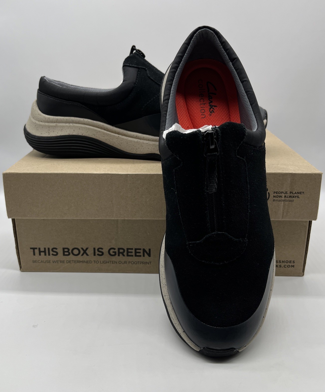 CLARKS Collection Women’s JAUNT WAY Black Suede Slip On Sneaker 🌺 Size 10 W~NIB