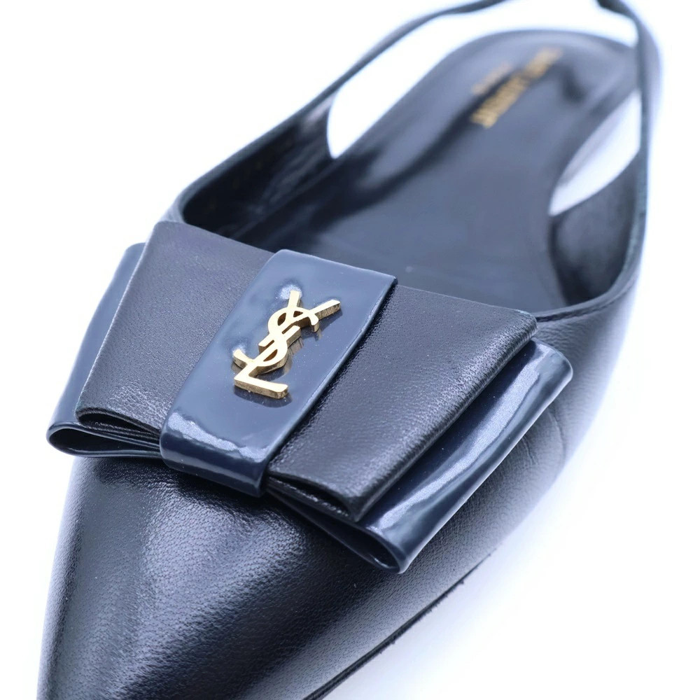 Saint Laurent Paris Size 36 1 2 Ysl Anais Slingback Flat Pumps Black Ladie GcM04