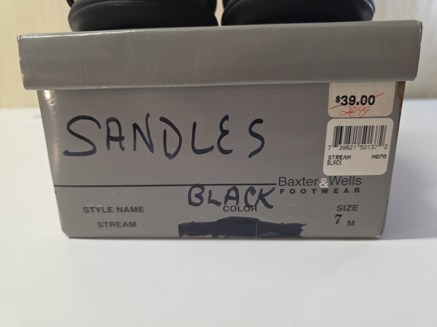 BAXTER & WELLS «Stream» Black Chunky SANDALS Slides Open Toe Women’s Size 7