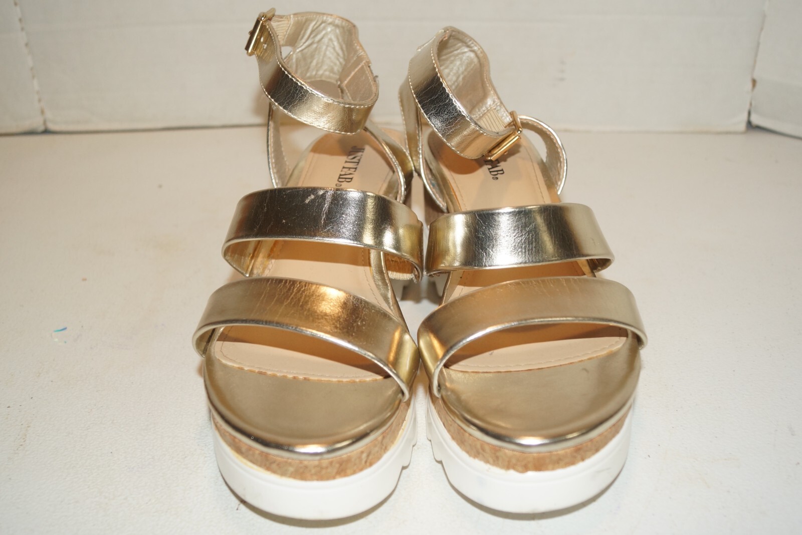 Just Fab Bring The Heat Light Metallic Gold Wedge Sandals Size 8