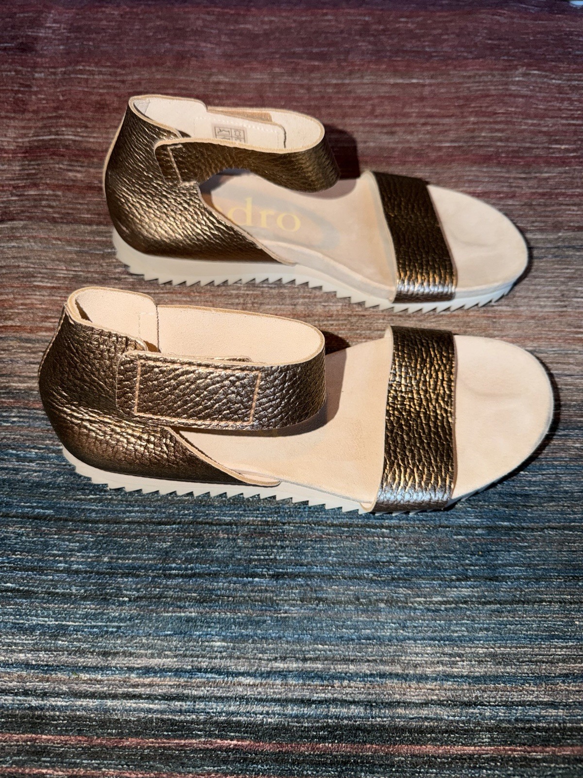 Pedro Garcia Jada Metallic Sandals Pebble Gold Sandals Leather Size 38,8 Womens