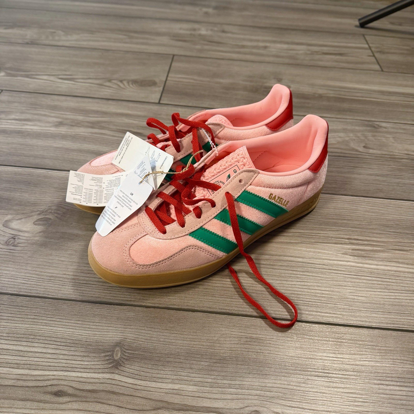 NWT adidas Gazelle Indoor Glow Pink/Court Green/Gum Low Top Suede JI2713 9W