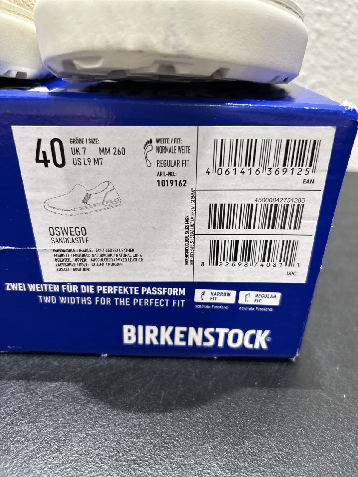 Birkenstock Oswego EU 40 Shoes Sandcastle Slip-On Unisex Men 7 Ladies 9