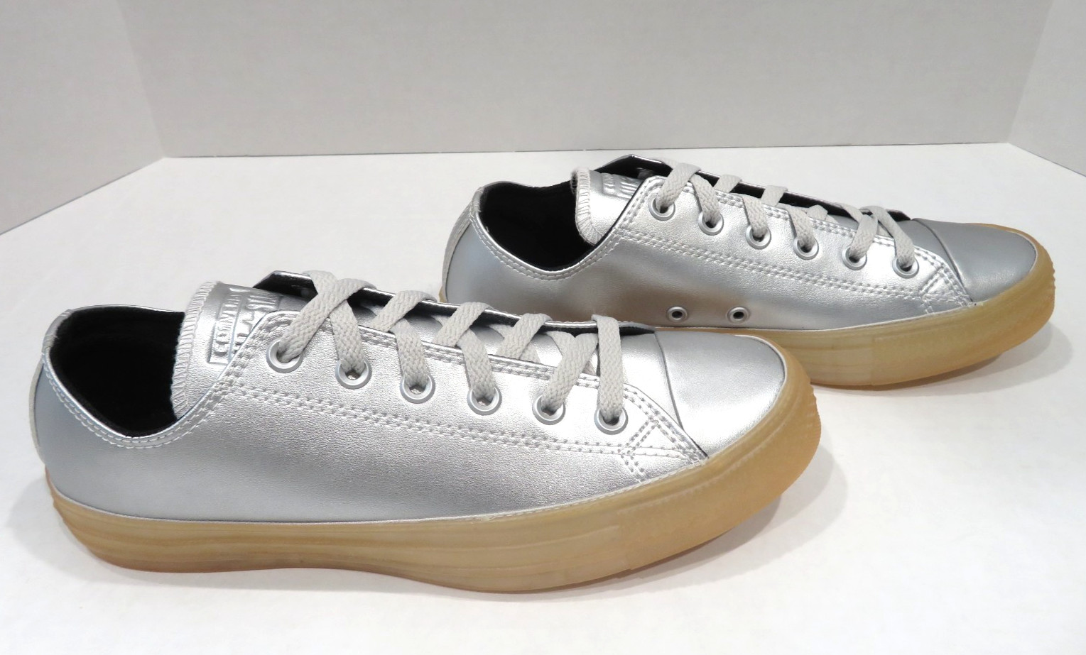 Converse Unisex Metallic Silver All Star Low-Top Sneakers, Men’s 8 Women’s 10