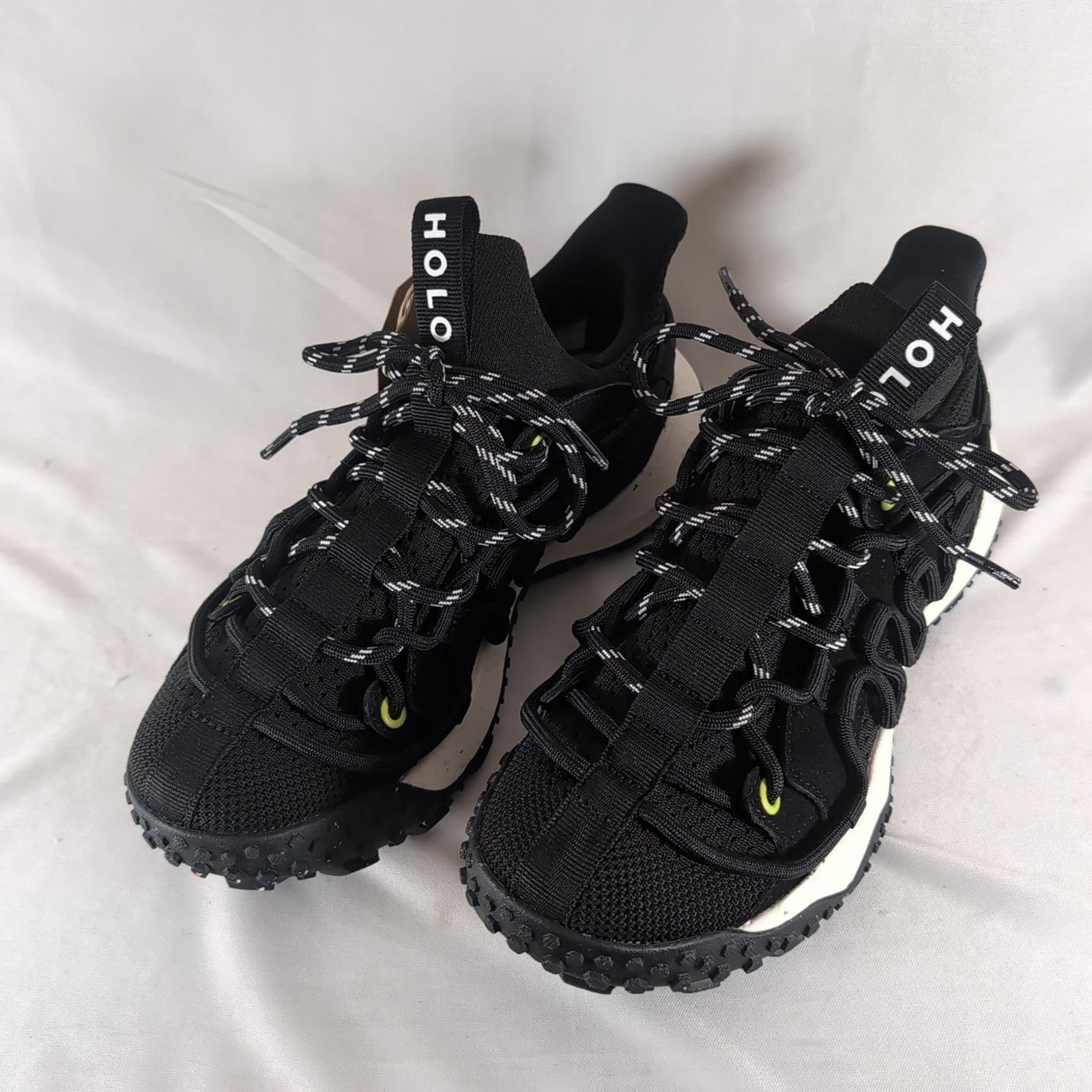 Holo ZEUS Low Top Hiking Trail Sneaker Women 6.5 Black White Sock Knit Athletic
