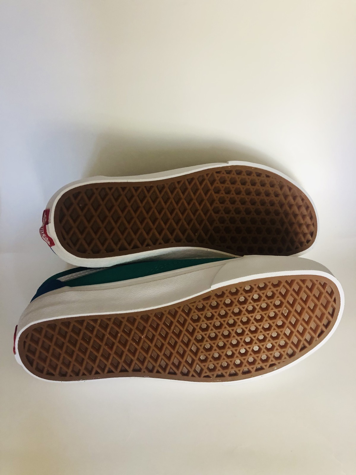 Vans Classic Slip-On Color Block Green Yellow Red Canvas Sneakers NWT