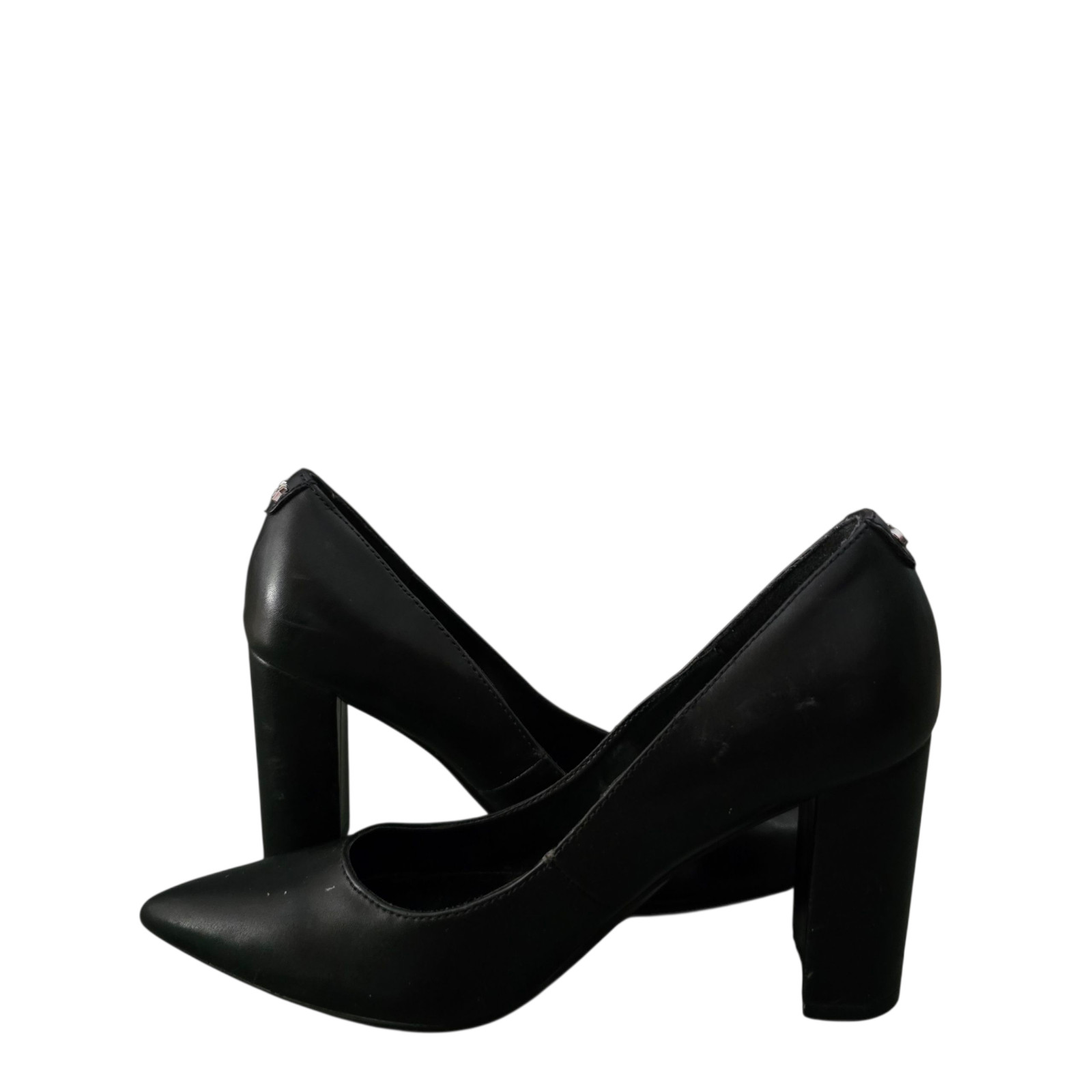 Calvin Klein Block Heel Sz 6M 3.25 in. Heel Black Faux Leather Pumps Col. Black