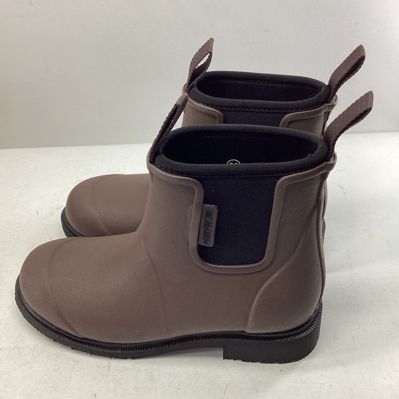 Merry People Bobbi Ankle Rain Boots Chocolate/Black US M4 W5