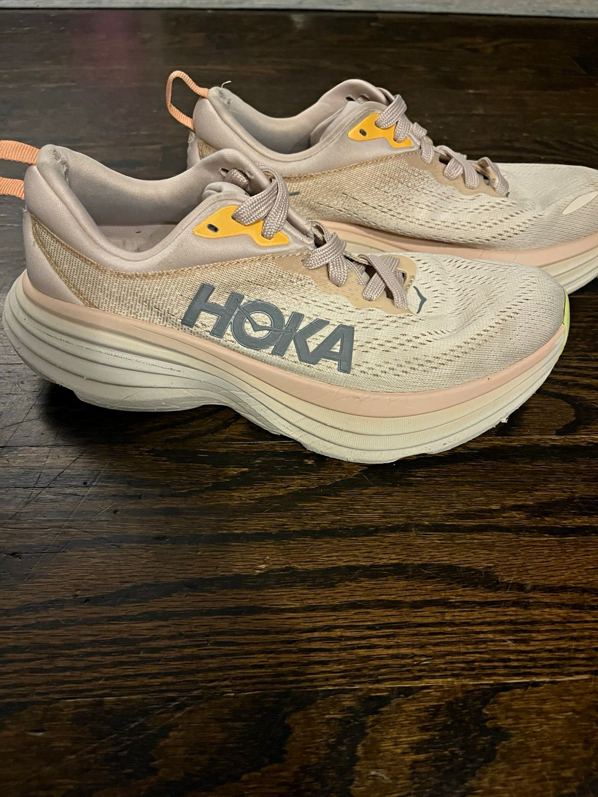 Hoka One One Bondi 8 Cream/Vanilla Ivory Mesh Sneakers 1127952-CMV Size 7B