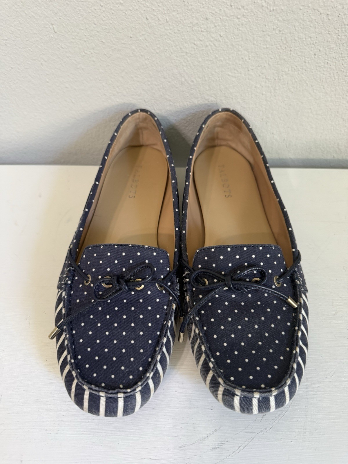 Talbots Moccasins Women’s Casual Drive Flats Slip-Ons Blue/White US Size 9.5