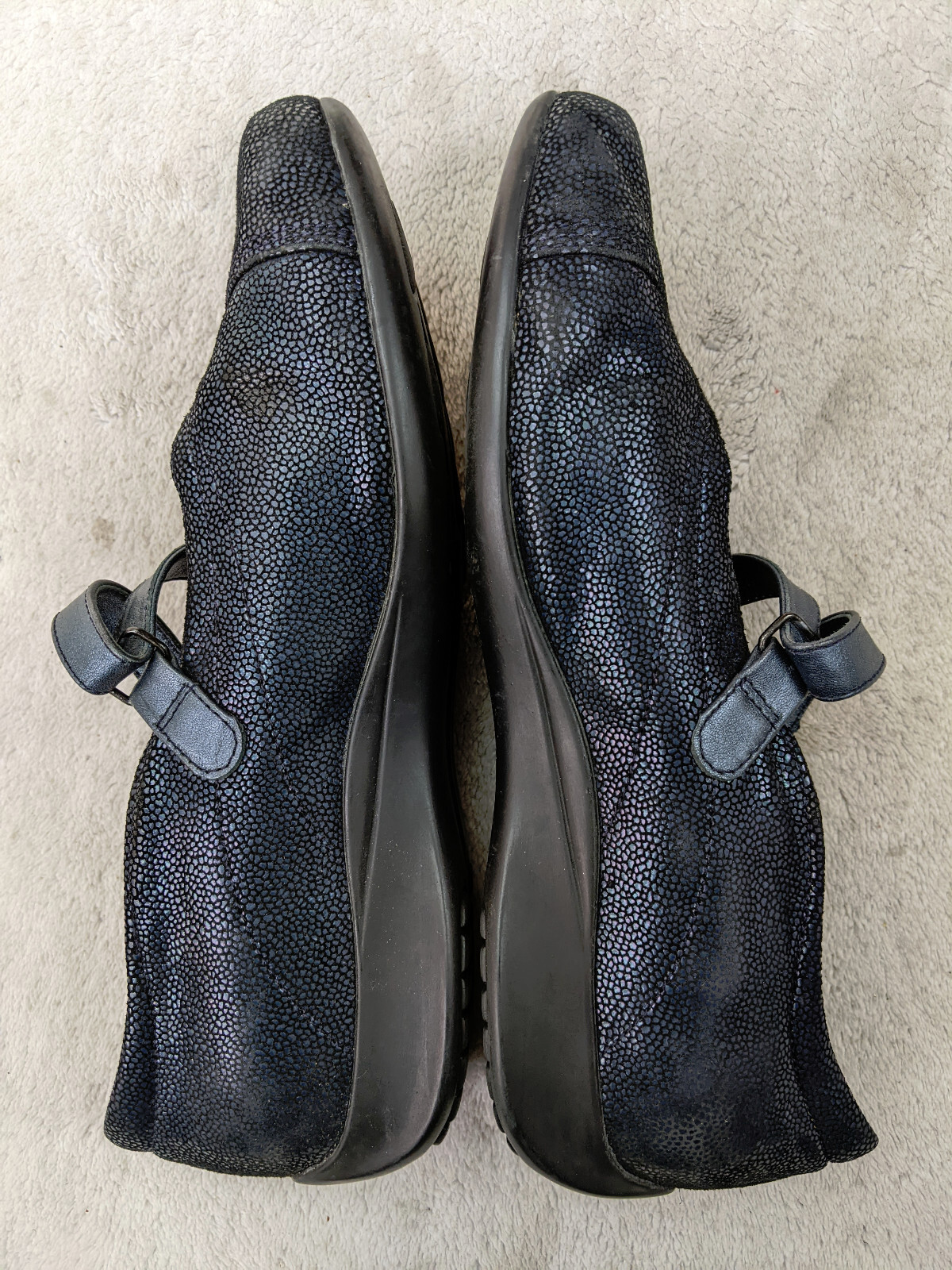 WOLKY Passion Mary Jane Womens 9 41 Blue Black Gunmetal Leather Slip On Shoes