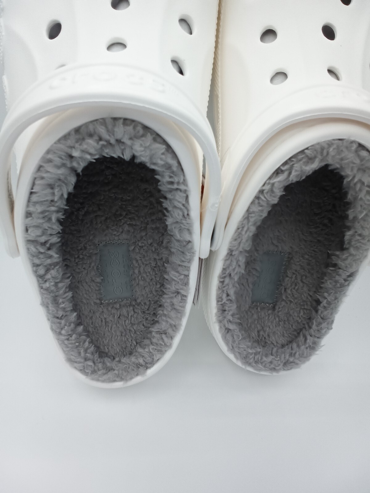 Crocs Baya Lined Clog Slip On White/Light Grey 205969-11H Sz M10/W12 New in bag