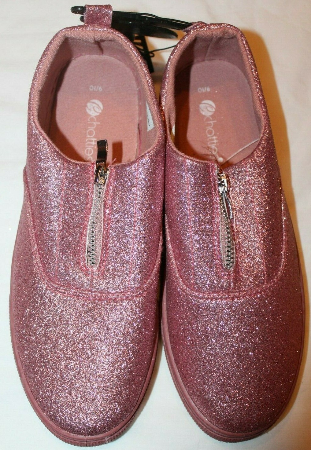 Chatties Women’s Glitter Metallic Pink Slip-On Fashion Sneakers 7/8 or 9/10 M