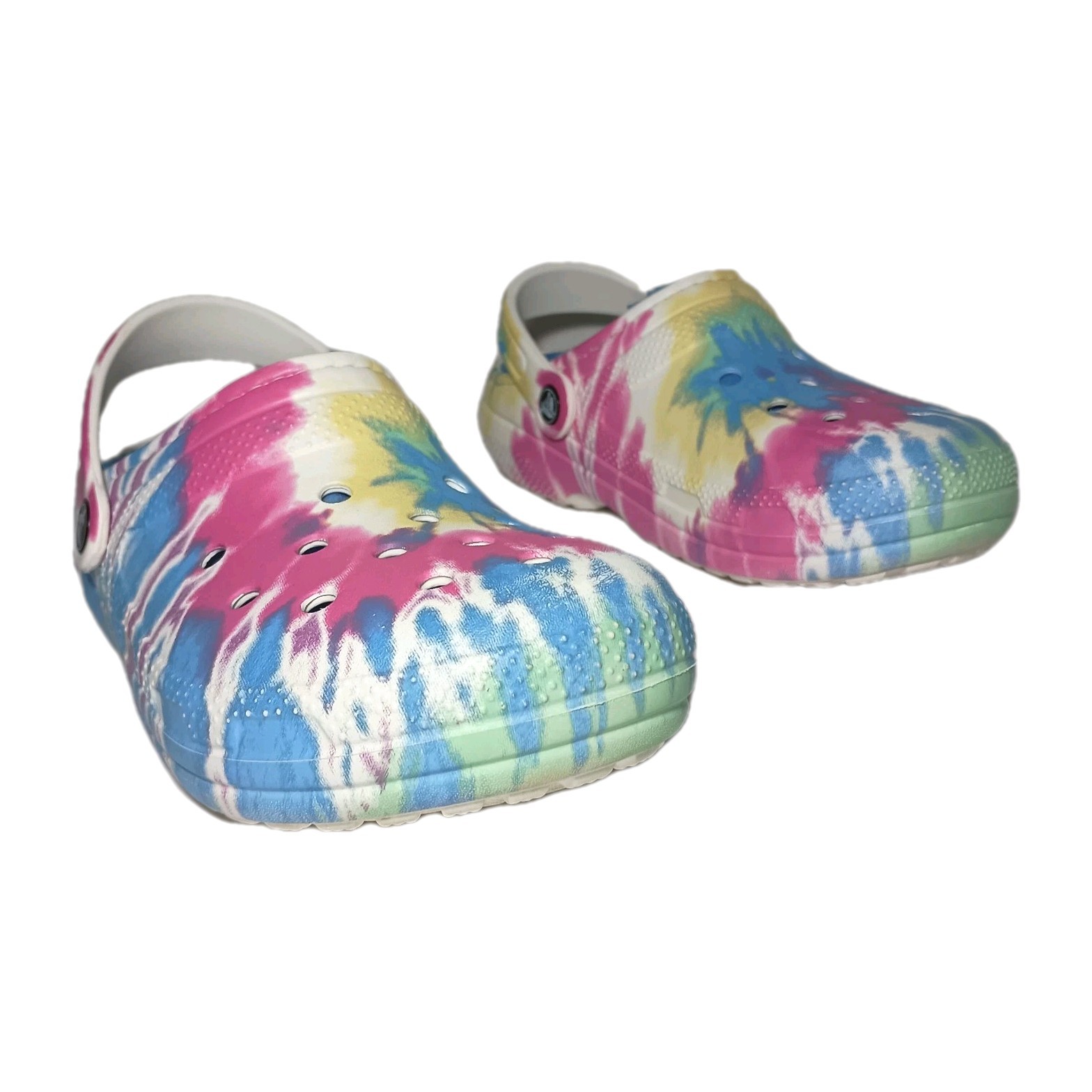 Crocs Clogs Unisex Baya Fuzzy Lined TieDye Pastel Swirl Spacecore Women 8/Men 6