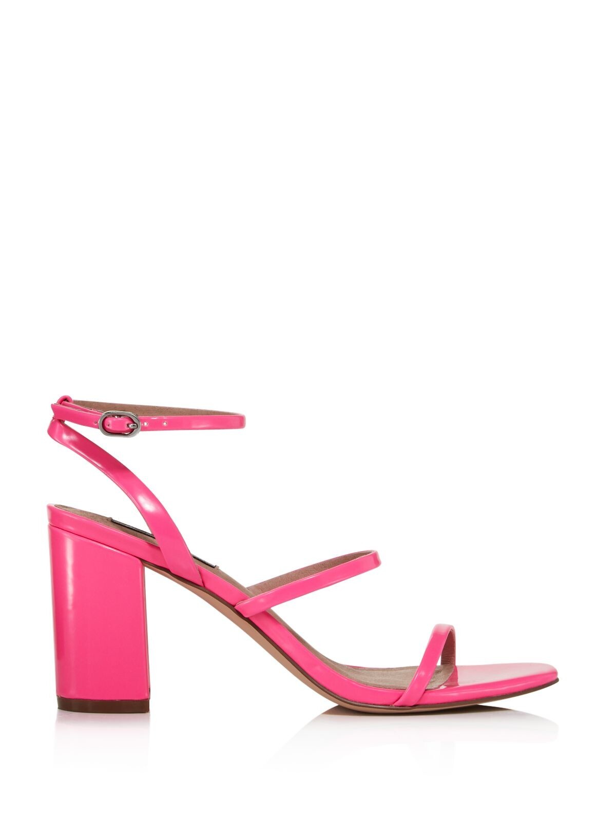AQUA Womens Pink Maika Square Toe Block Heel Buckle Dress Sandals 9 M