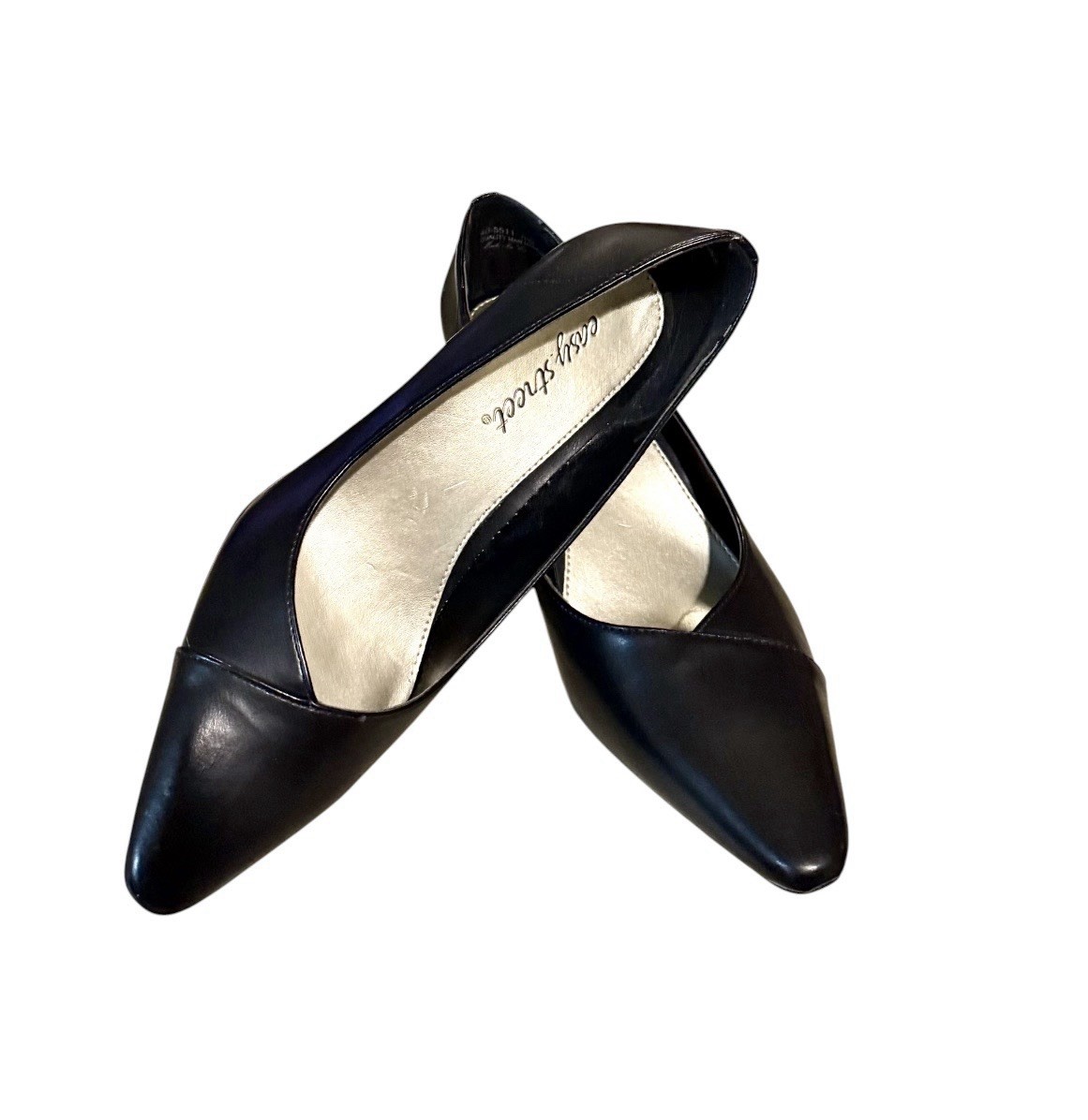 Easy Street Women’s Black Chiffon Kitten Heel Pumps Sz 8W Style 405511
