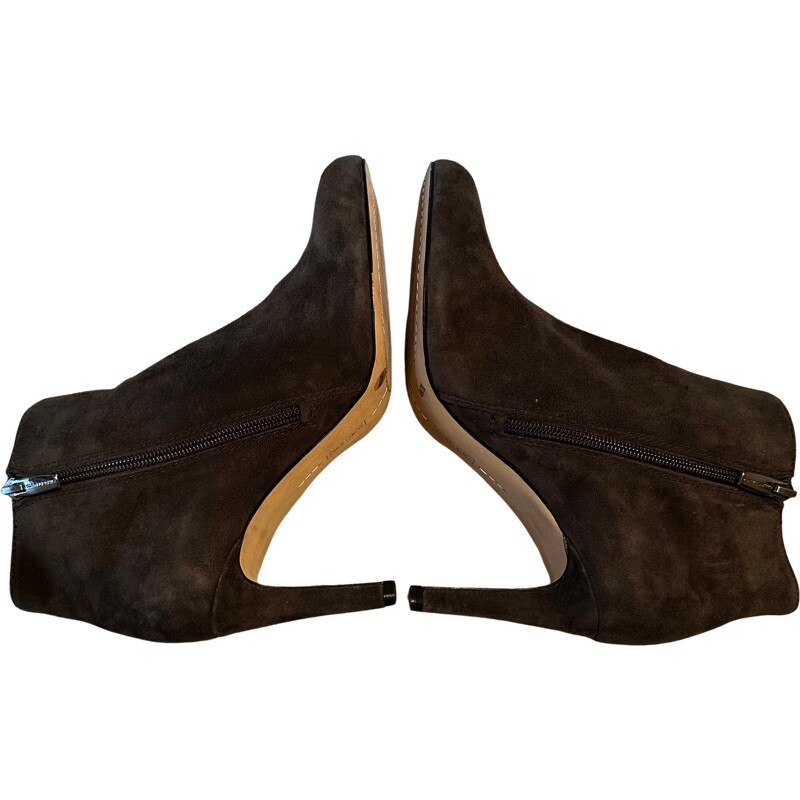 Vince Camuto Charlotte Brown Soft Suede Almond Toe Heeled Dressy Ankle Boots