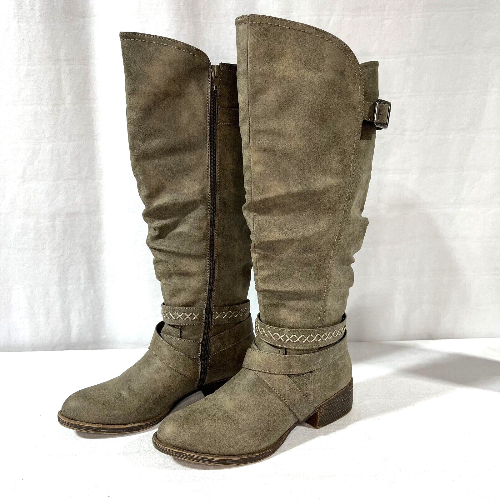 Women’s Rampage Knee High Tall Riding Boot, Size 9M, Brownish Gray