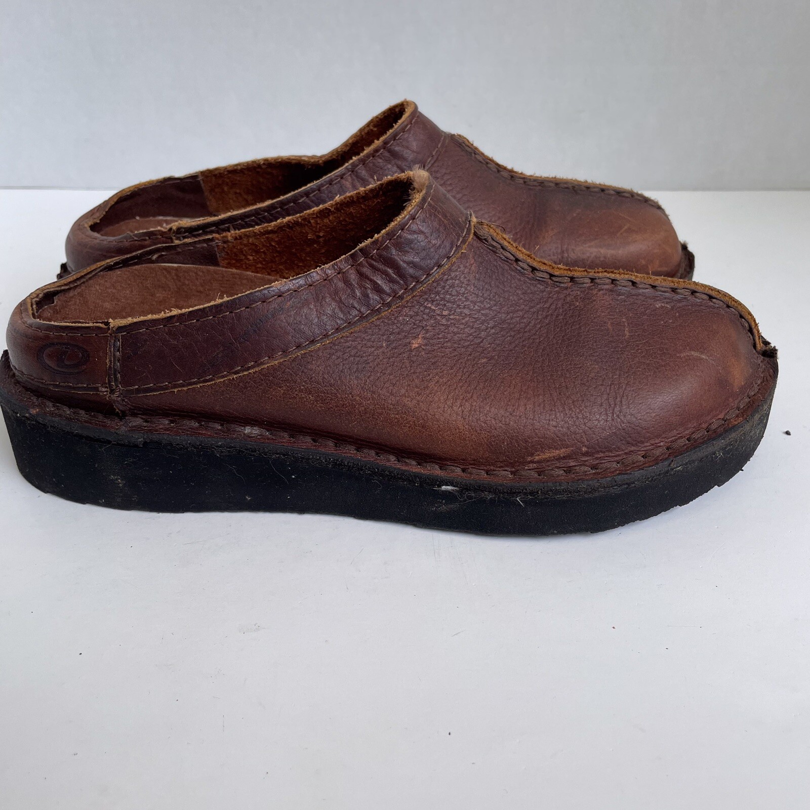 Vintage Dexter Full Grain Leather Clogs Mules Slip On Women 5 Brown Y2K 90s
