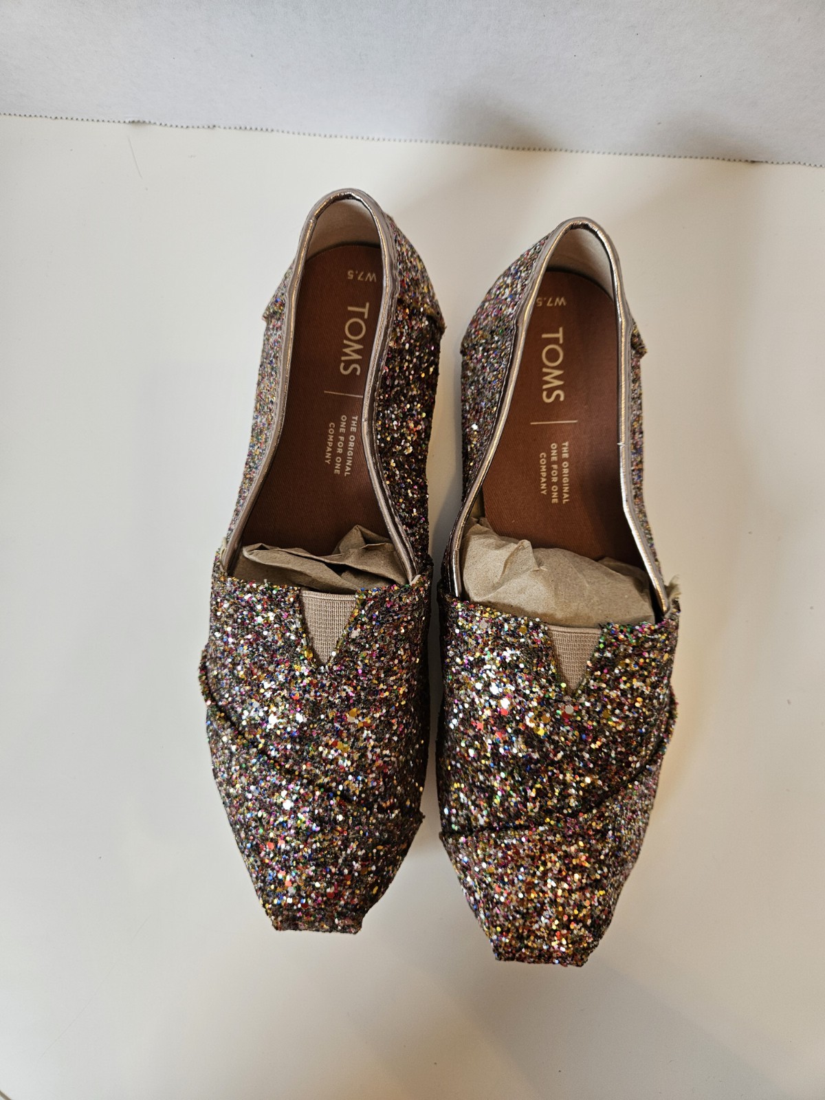 NEW TOMS 7.5 Limited Edition Multi Party Glitter Classic Alpargata Shoes No Box