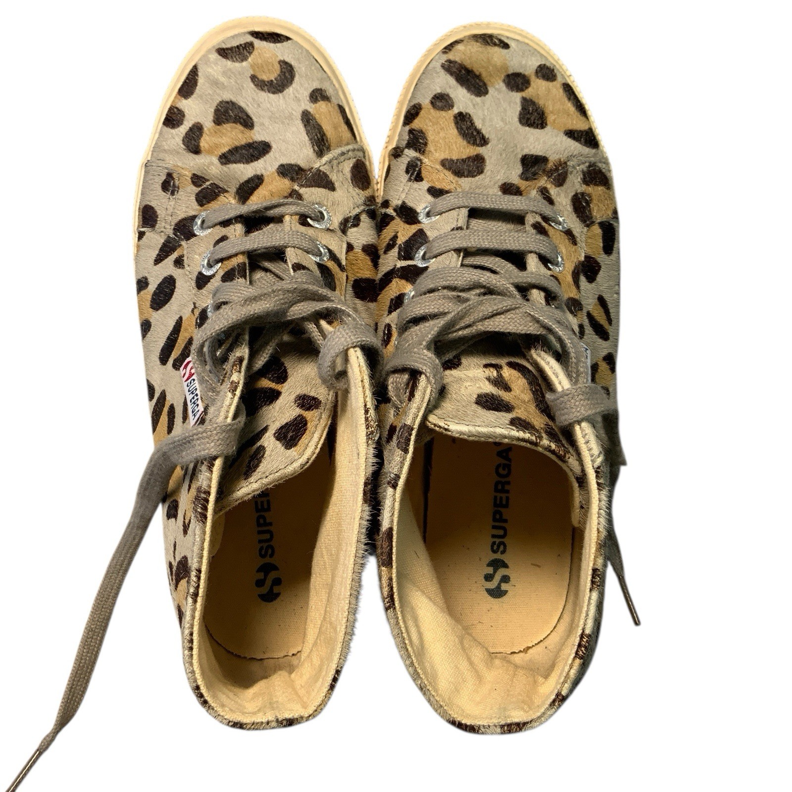 Superga Women’s Size 7 Sneakers Horse Hair Leopard Cheetah Print Shoes Hightop