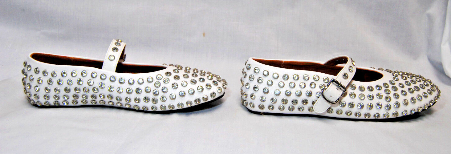 Divanne Womens Rhinestone Ballet Flats Mary Jane Shoes with Buckle Strap T2356