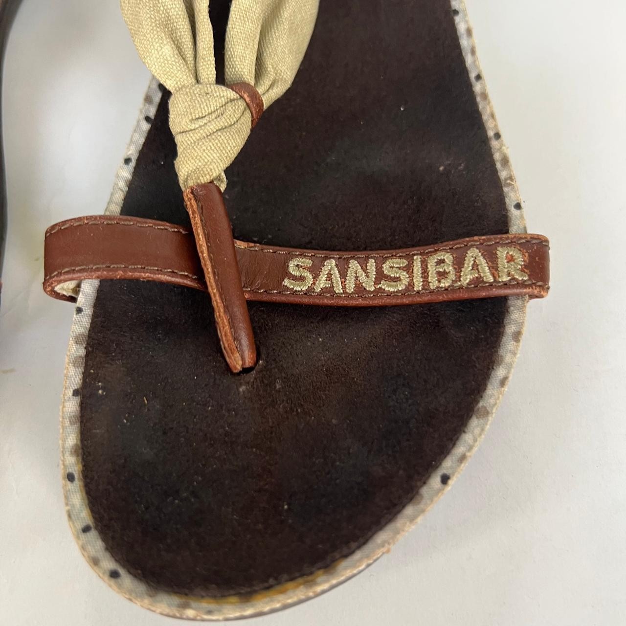 Sansibar Sylt Women’s Canvas & Leather Thong Sandals Shoes Size 37 EU Olive