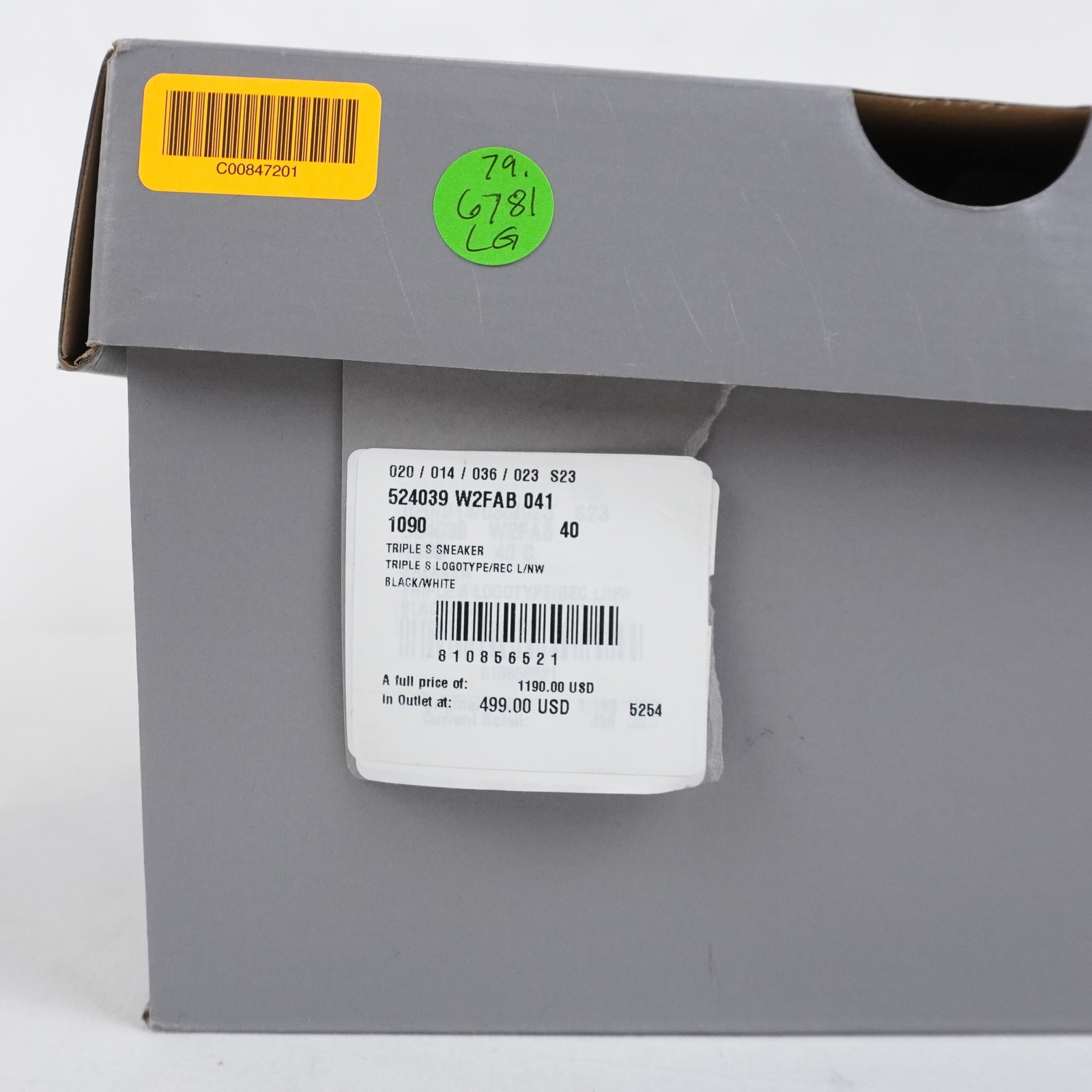 Balenciaga Triple S Logotype Sneakers In Black/White – Size EU 40/US 10 (524039)