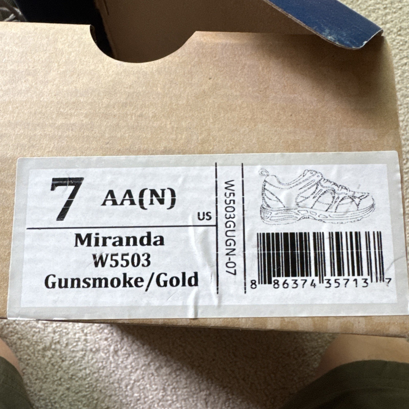 Propet Stability Miranda W5503 Womens Gunsmoke Gold Sneakers Shoes 7 AA (N)-NEW