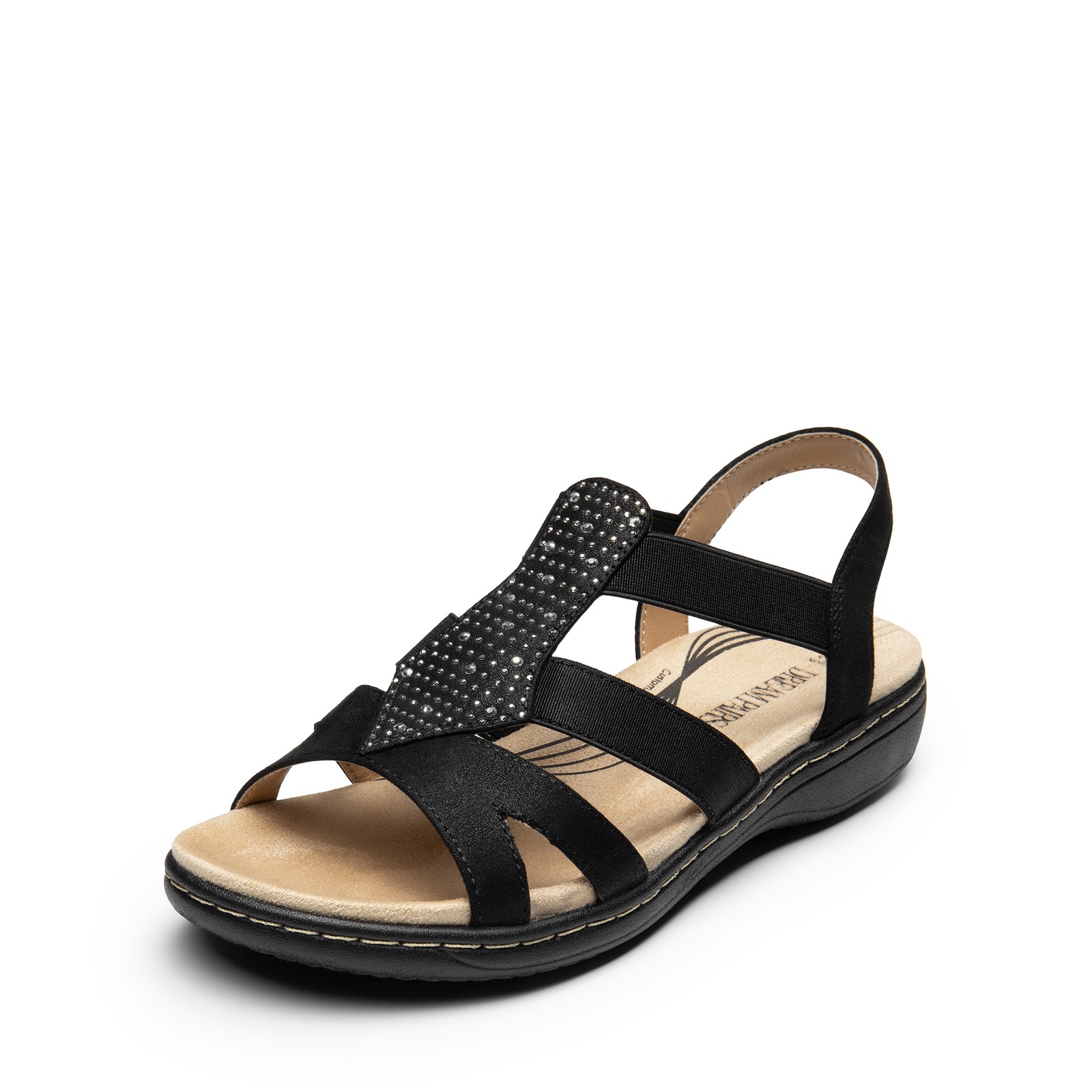 Women All day Comfort Arch Support Flat Sandals Elastic Open Toe Walking Sandals
