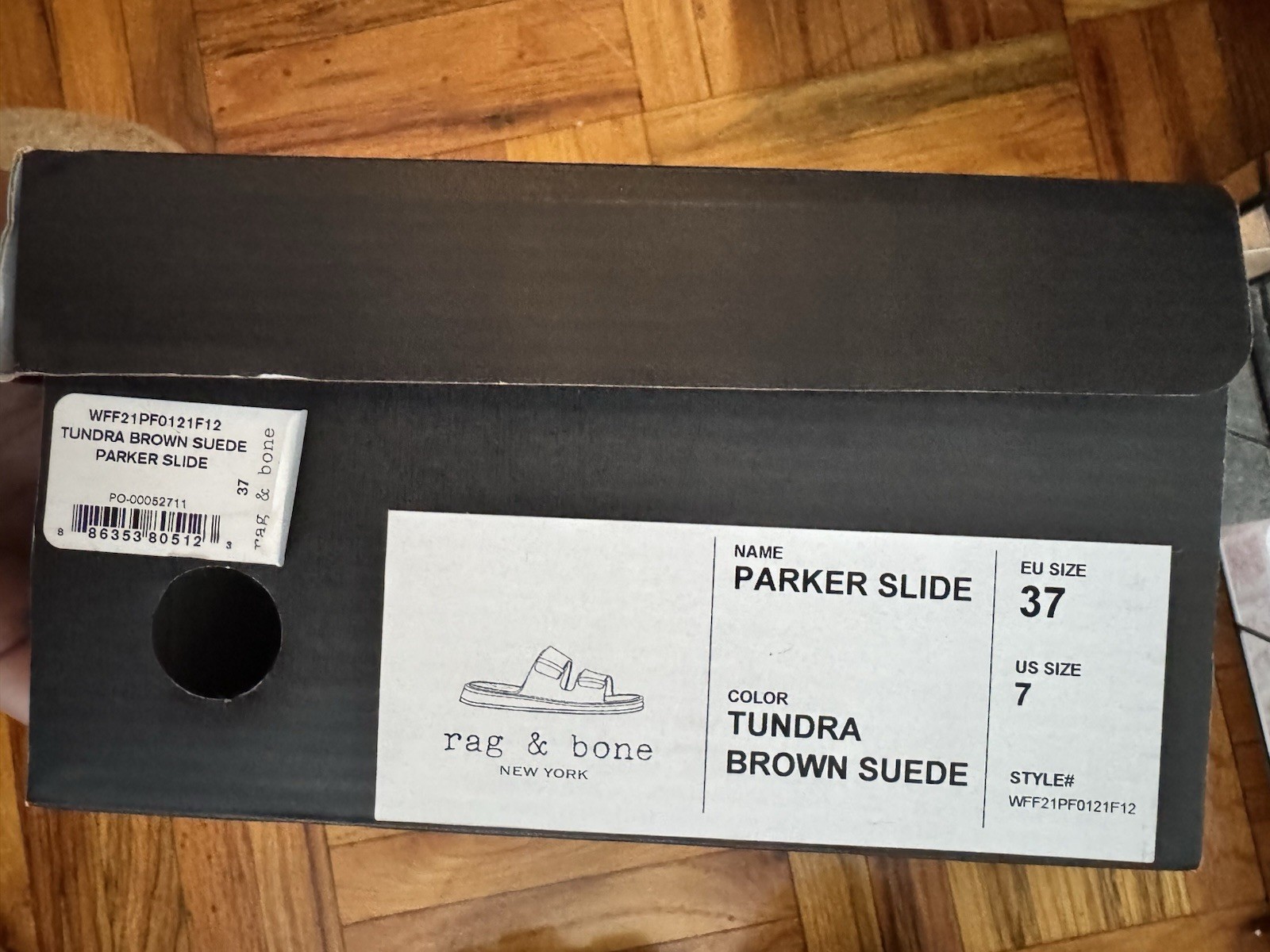 NIB $250 RAG & BONE PARKER SLIDE SANDAL TUNDRA TAUPE LEATHER SUEDE EU 37 US 6.5