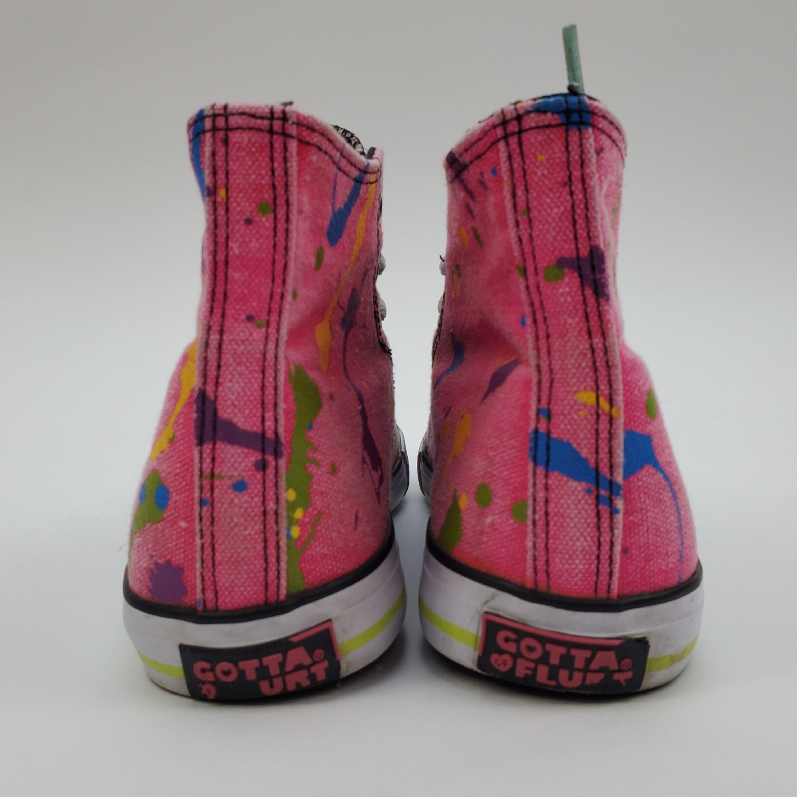 Gotta Flurt Womens Sz 3 Paint Splattered High Top Sneaker Shoes Pink Multicolor