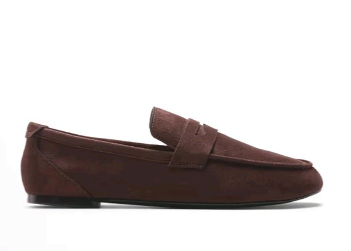 Banana Republic Vegan Suede Gathered Toe Penny Loafer Shoe Brown women’ Sz.9