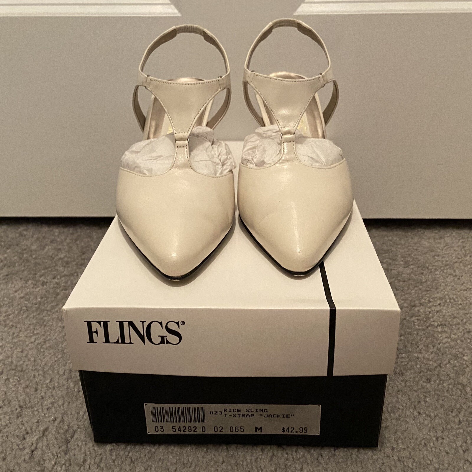 Vintage Flings Rice Sling T Strap Jackie Heels size 6.5
