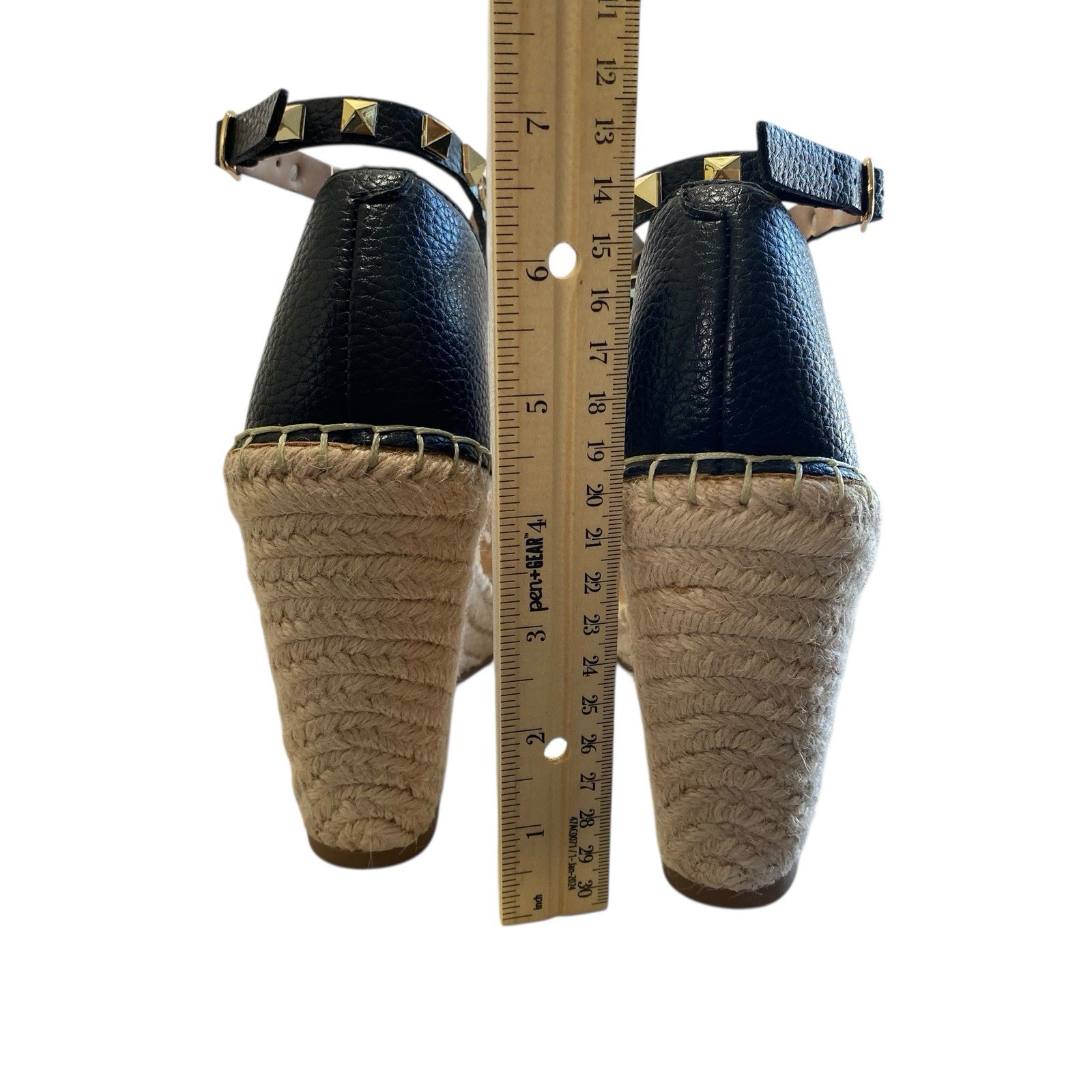 Steven New York Espadrilles Yute Kinlee Wedges Sandals 8.5 Black Tan Nautical