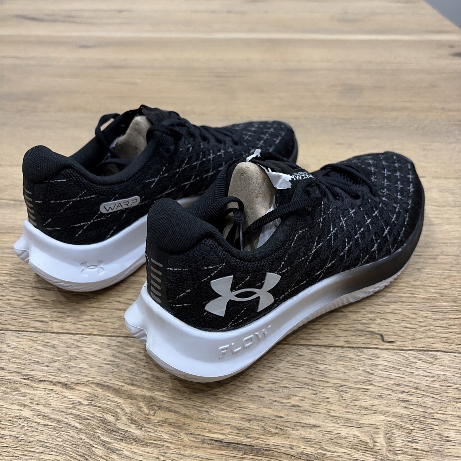 Size 9 Women Under Armour Flow Velociti Wind 2 3024911-003 Black Running Shoes