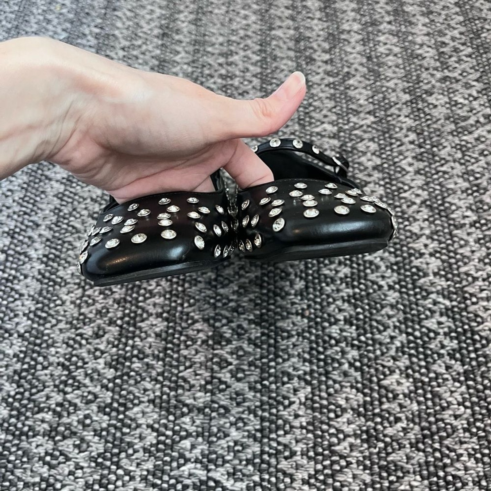 JustFab Ellidy Studded Mary Jane Flats Black Size 8