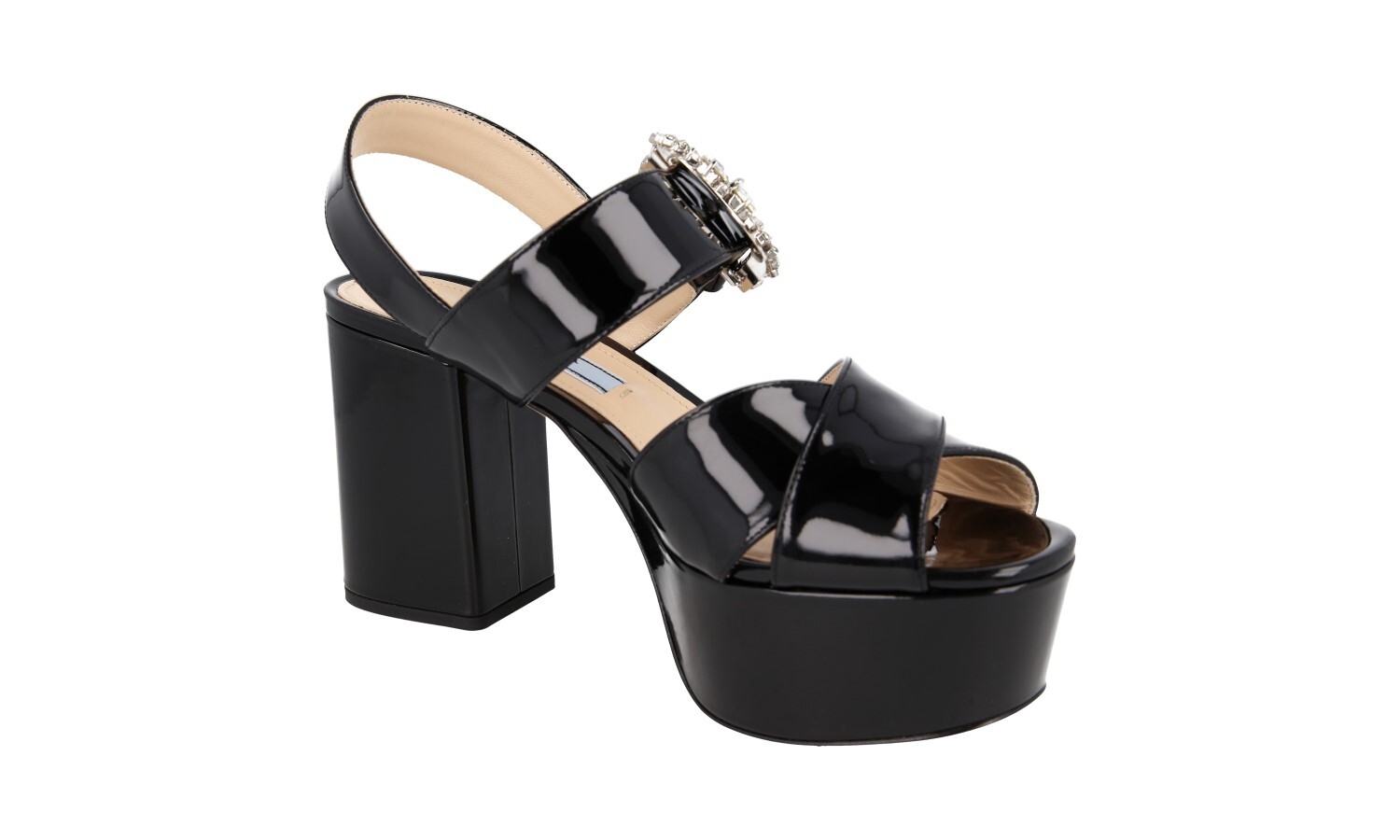 PRADA Patent Leather CRYSTAL Platform Pumps Sandals Shoes NEW – US 6.5 EU 36,5