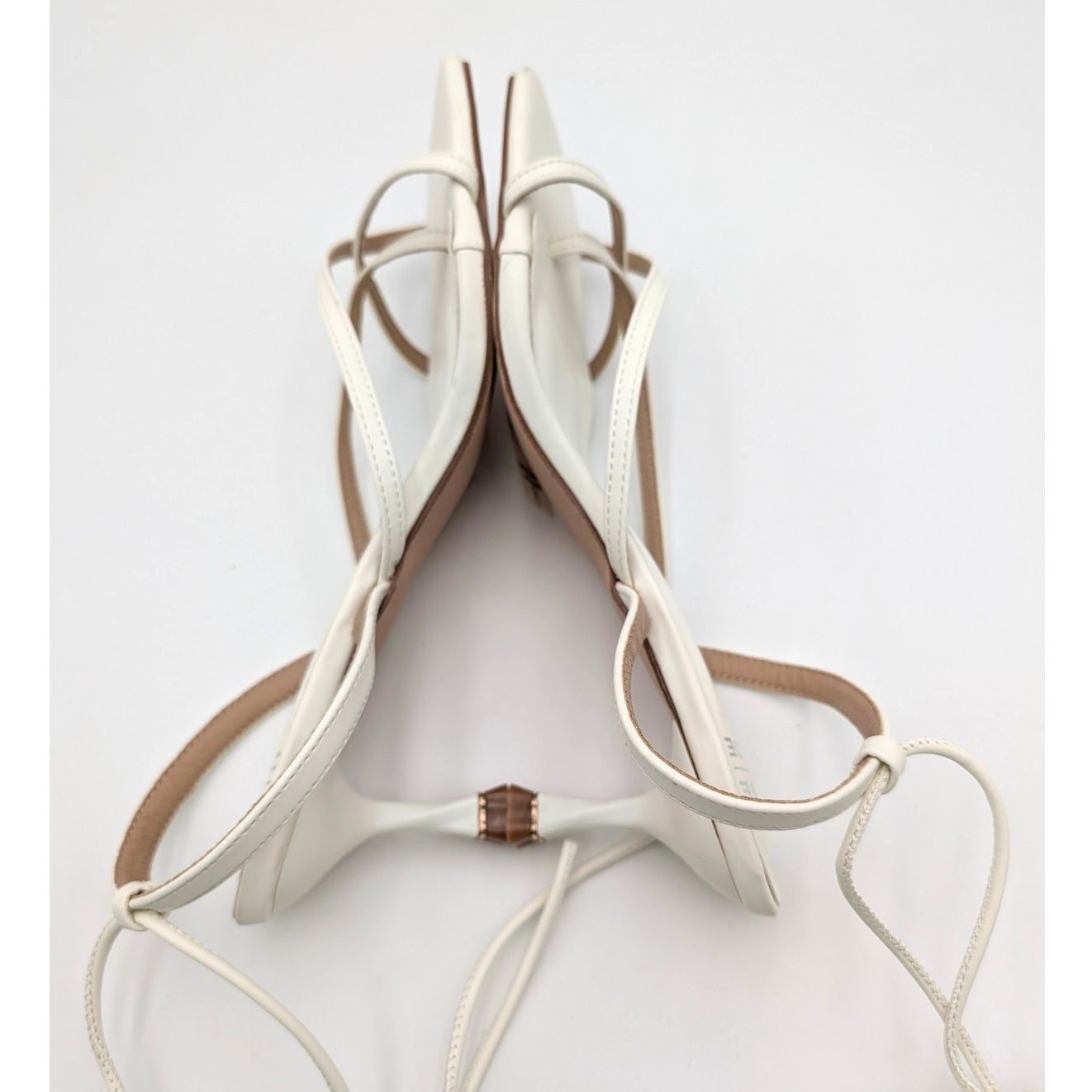 Chase & Chloe Itaty Ankle Wrap Heel Sandals Women’s Pure White Size US7.5 EU38