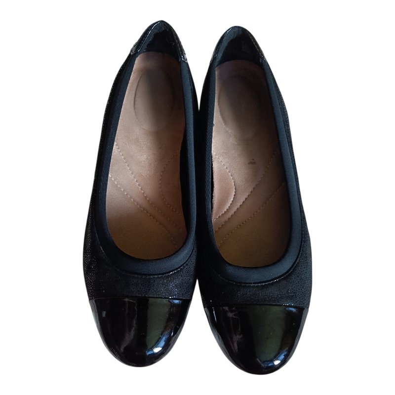 ladies clarks heels black leather 37.5 #7BFB