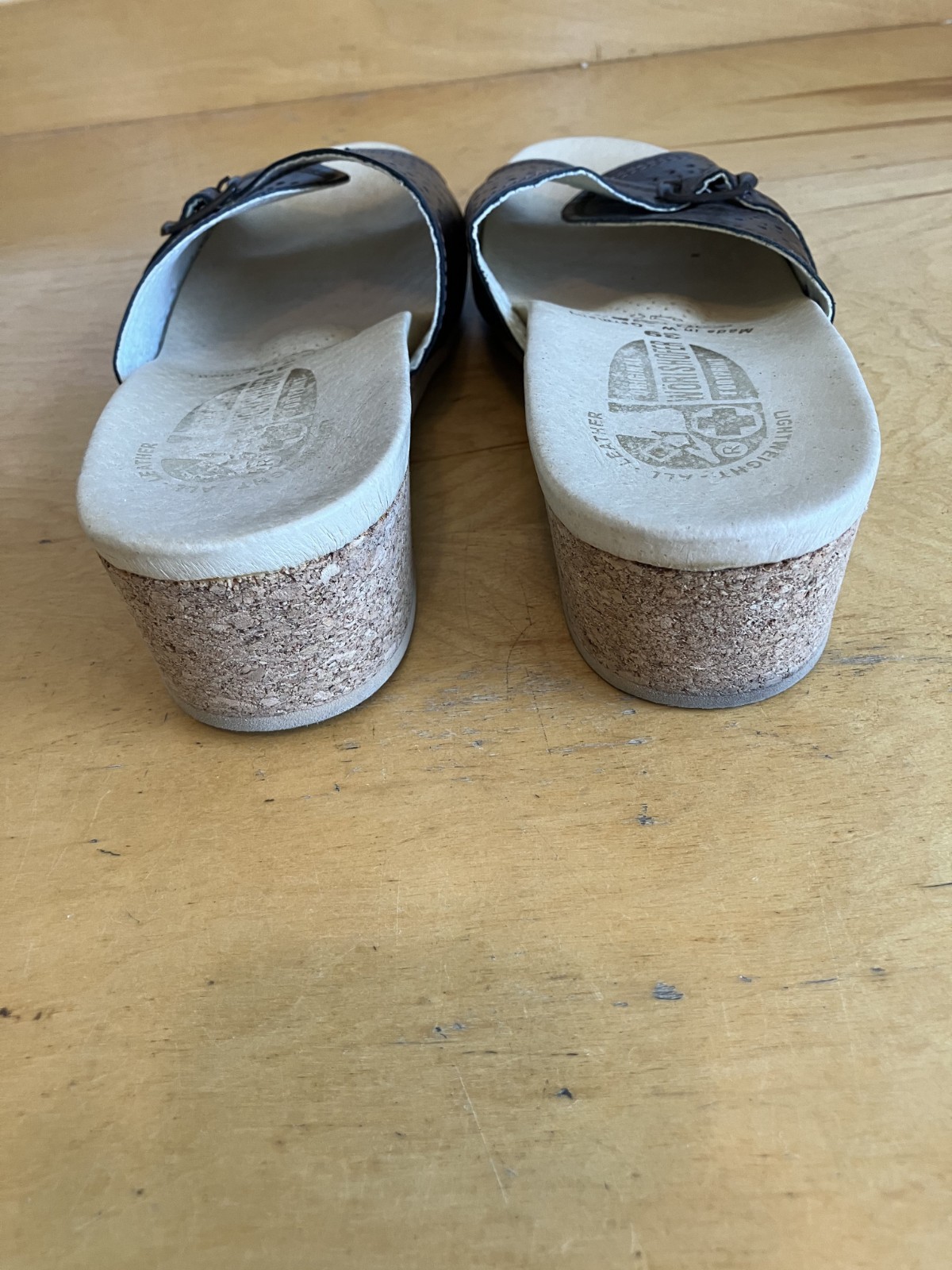 Worishofer Wedge Slide Sandals Women’s Size 39/8 Brown Leather Made in Germany