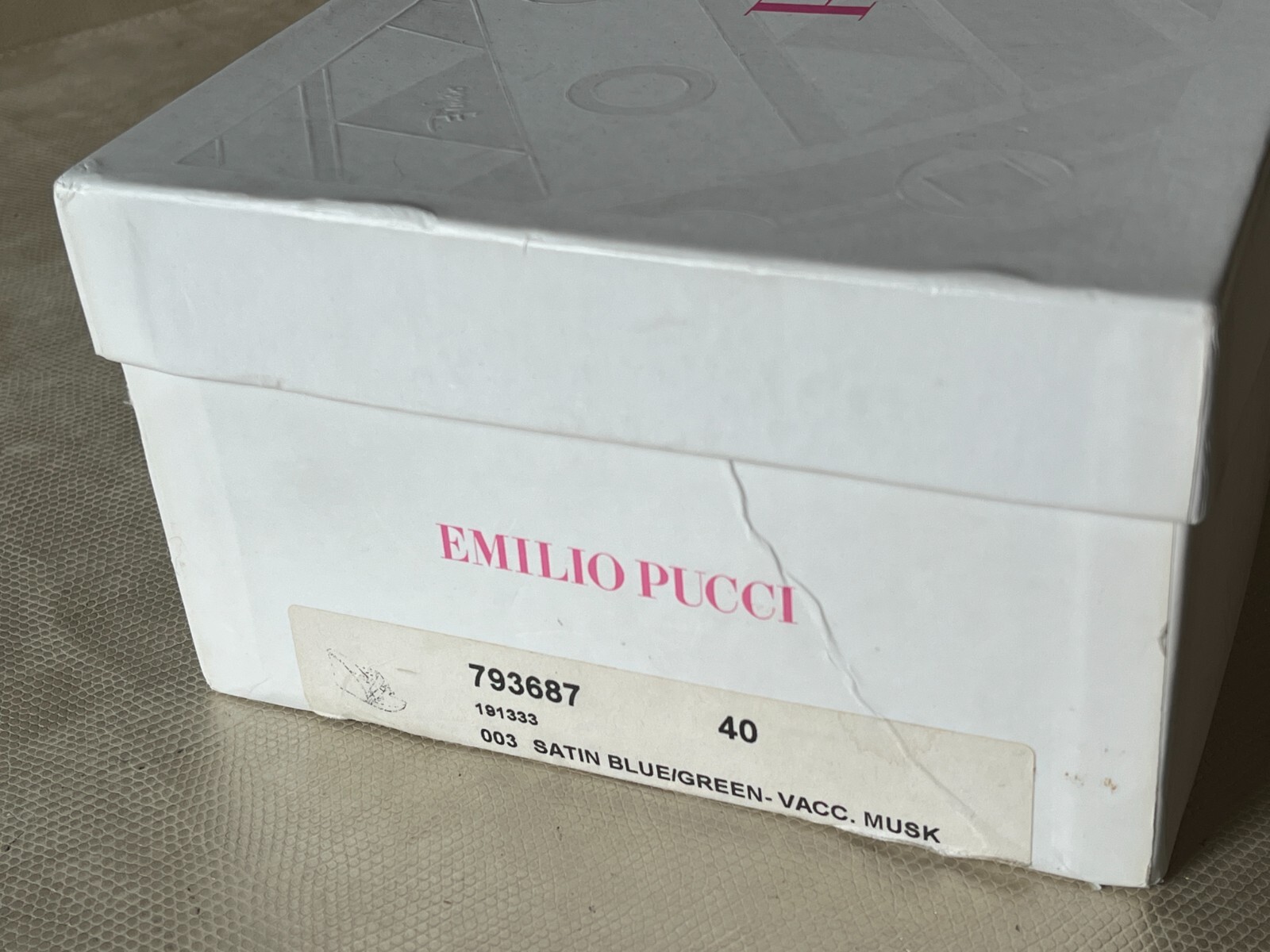 EMILIO PUCCI Satin Blue/Green Ankle Wrap Sandal Pumps USED Womens Size 40 w/ Box