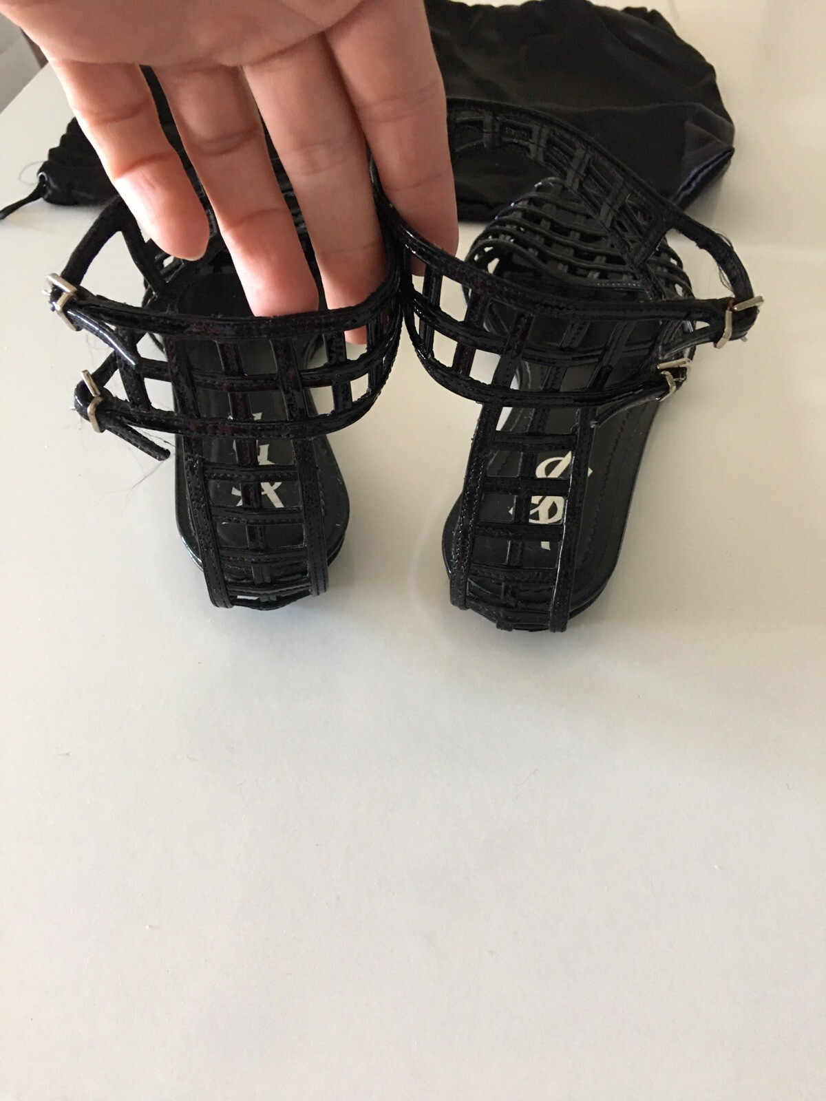 YES SAINT LAURENT BLACK PATENT LEATHER CAGE SANDALS SZ IT 36 US 6 RARE