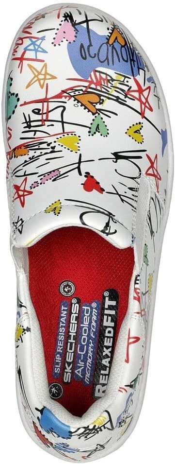Skechers Upswep SR Clog Womens Work Relaxed Fit Slip Resistant White/Multi