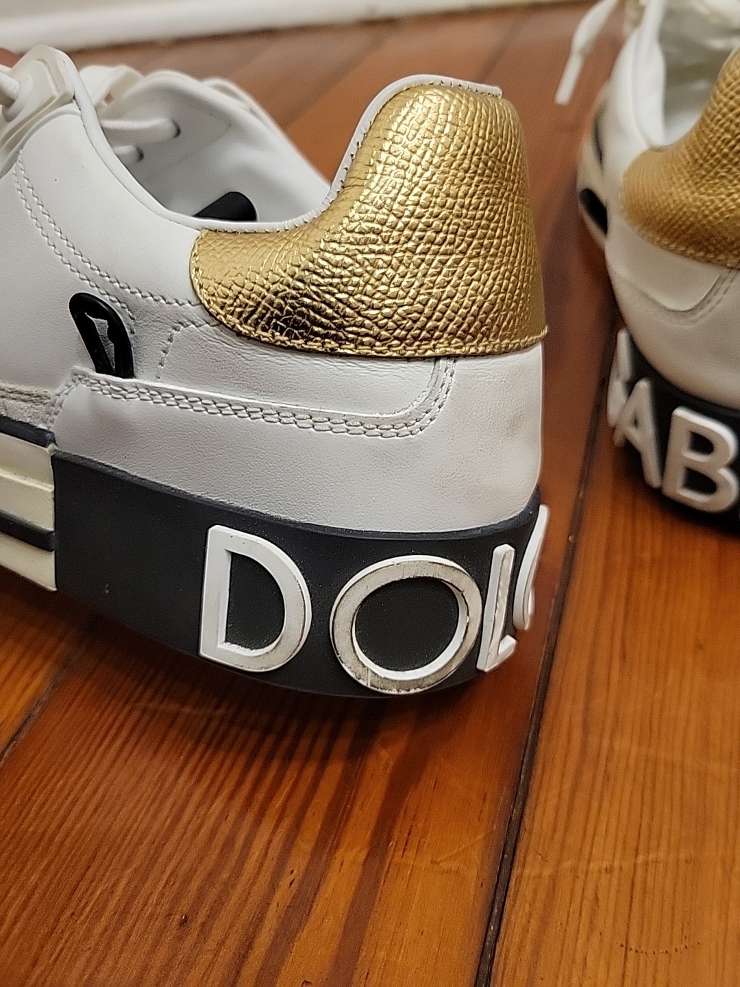Dolce Gabbana Custom 2.zero Low Top White Gold Street Style Luxury Sneaker 38.5
